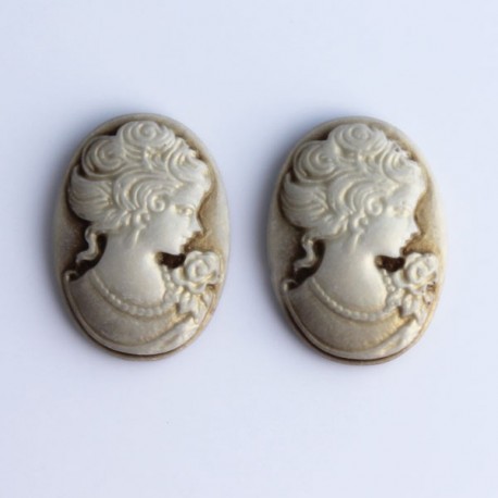 25mm Oval Cameo Cabochon - Golden Brown - Pack of 2