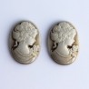 25mm Oval Cameo Cabochon - Golden Brown - Pack of 2