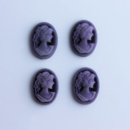 Pack of 4 Cabochon Cameos - Purple