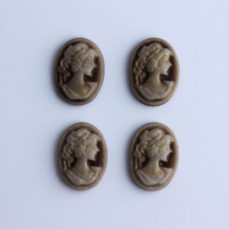 Pack of 4 Cabochon Cameos - Golden Brown