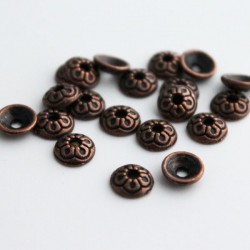 7mm Copper Tone Bead Caps - Round