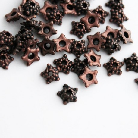 5.5mm Copper Tone Bead Caps - Star Shape