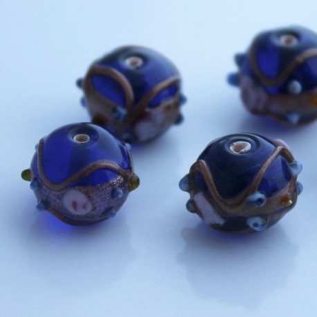 Lampwork 'Wedding Cake ' Bead - Cobalt Blue
